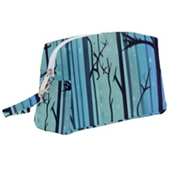 Nature Outdoors Night Trees Scene Forest Woods Light Moonlight Wilderness Stars Wristlet Pouch Bag (large)