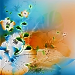 wonderful flowers in colorful and glowing lines