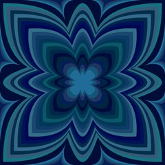 blue geometric flower dark mirror