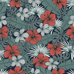 seamless floral pattern with tropical flowers