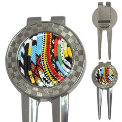 Multi-colored Beaded Background Golf Pitchfork & Ball Marker by artattack4all