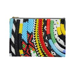 Multi-colored Beaded Background Large Makeup Purse