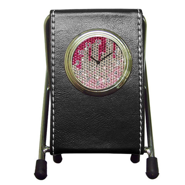 Mauve Gradient Rhinestones  Stationery Holder Clock
