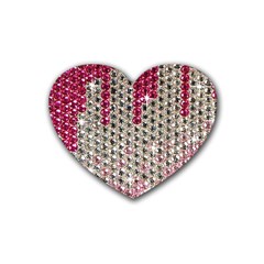 Mauve Gradient Rhinestones  4 Pack Rubber Drinks Coaster (heart) by artattack4all