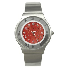Studded Faux Leather Red Stainless Steel Watch (round)