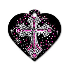 Hot Pink Rhinestone Cross Twin-sided Dog Tag (heart) by artattack4all