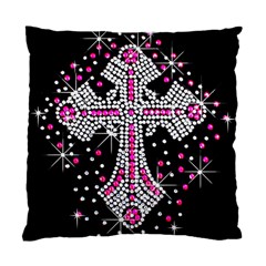 Hot Pink Rhinestone Cross Single-sided Cushion Case by artattack4all