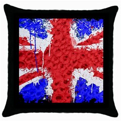 Distressed British Flag Bling Black Throw Pillow Case by artattack4all
