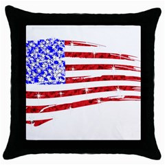 Sparkling American Flag Black Throw Pillow Case by artattack4all