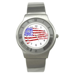 Sparkling American Flag Stainless Steel Watch (round) by artattack4all