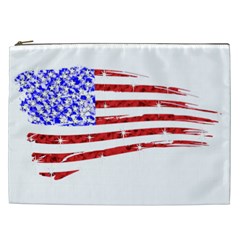 Sparkling American Flag Cosmetic Bag (xxl) by artattack4all