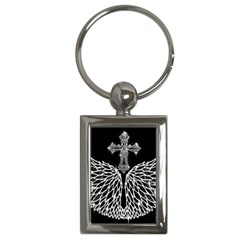 Bling Wings And Cross Key Chain (rectangle) by artattack4all