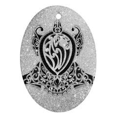 Diamond Bling Lion Oval Ornament (two Sides)