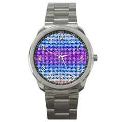 Rainbow Of Colors, Bling And Glitter Stainless Steel Sports Watch (round)