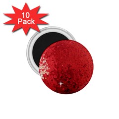 Sequin And Glitter Red Bling 10 Pack Small Magnet (round)