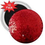 Sequin and Glitter Red Bling 10 Pack Large Magnet (Round)