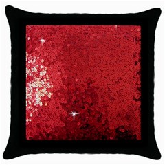 Sequin And Glitter Red Bling Black Throw Pillow Case by artattack4all