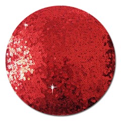 Sequin And Glitter Red Bling Extra Large Sticker Magnet (round)
