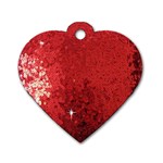 Sequin and Glitter Red Bling Single-sided Dog Tag (Heart)
