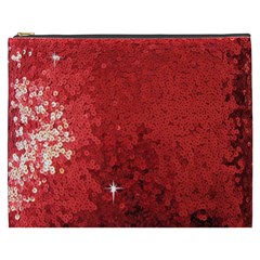 Sequin And Glitter Red Bling Cosmetic Bag (xxxl) by artattack4all
