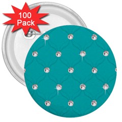 Turquoise Diamond Bling 100 Pack Large Button (round)