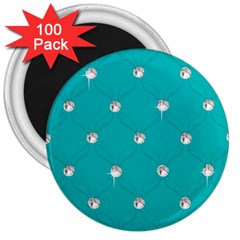 Turquoise Diamond Bling 100 Pack Large Magnet (round)