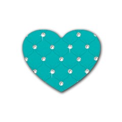 Turquoise Diamond Bling 4 Pack Rubber Drinks Coaster (heart) by artattack4all