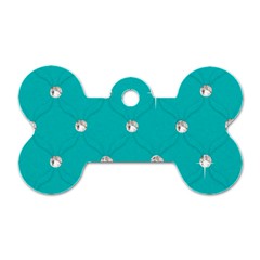 Turquoise Diamond Bling Twin-sided Dog Tag (bone)