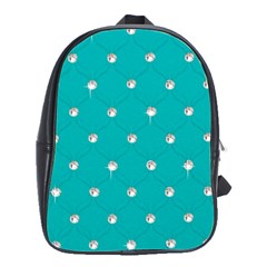 Turquoise Diamond Bling Large School Backpack