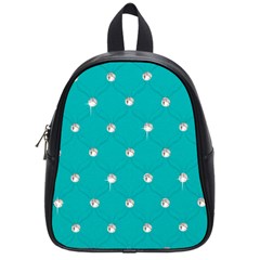 Turquoise Diamond Bling Small School Backpack