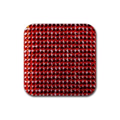 Deep Red Sparkle Bling Rubber Drinks Coaster (square)