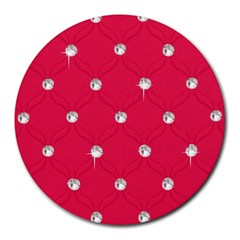 Red Diamond Bling  8  Mouse Pad (round) by artattack4all