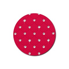 Red Diamond Bling  Rubber Drinks Coaster (round)