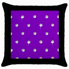 Royal Purple Sparkle Bling Black Throw Pillow Case