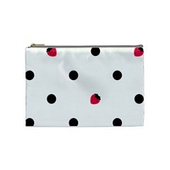 Strawberry Dots Black Cosmetic Bag (medium) by strawberrymilk