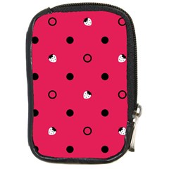 Strawberry Dots Black With Pink Compact Camera Leather Case by strawberrymilk
