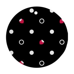Strawberry Dots White With Black Round Ornament (two Sides) by strawberrymilk