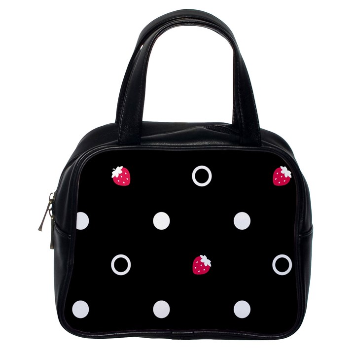Strawberry Dots White With Black Classic Handbag (One Side)