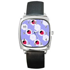 Cake Top Blueberry Square Metal Watch by strawberrymilk
