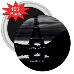 Vintage France Paris Eiffel Tower Reflection 1970 100 Pack Large Magnet (round) by Vintagephotos
