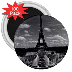 Vintage France Paris Fontain Chaillot Tour Eiffel 1970 100 Pack Large Magnet (round) by Vintagephotos