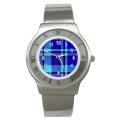 Blue Plaid Stainless Steel Watch (unisex) by crabtreegifts