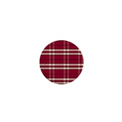 Red White Plaid 1  Mini Button Magnet by crabtreegifts