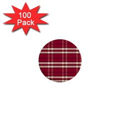 Red White Plaid 1  Mini Button (100 Pack) by crabtreegifts
