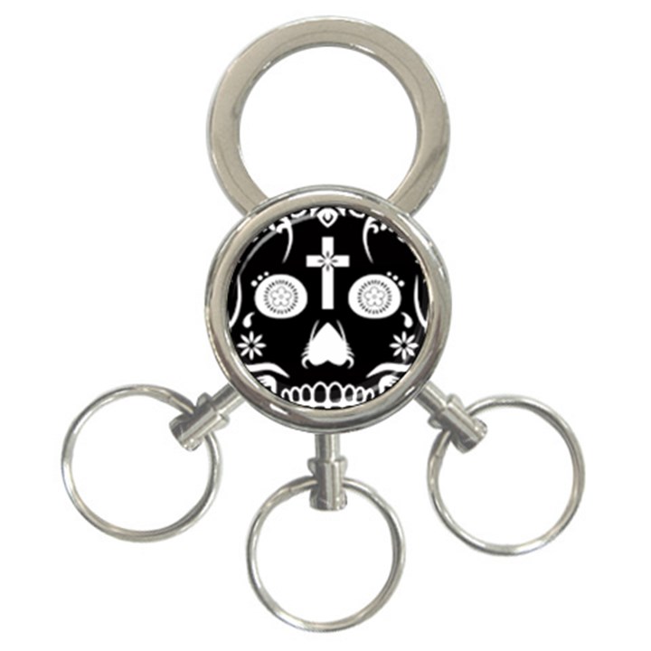 Sugar Skull 3-Ring Key Chain
