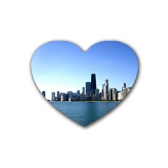 Chicago Skyline Drink Coasters 4 Pack (heart)  by canvasngiftshop