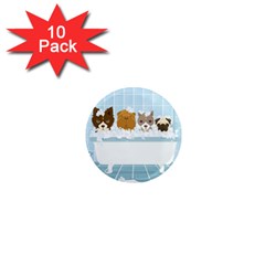 Dogs In Bath 1  Mini Button Magnet (10 Pack) by cutepetshop