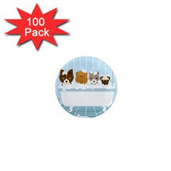 Dogs In Bath 1  Mini Button Magnet (100 Pack) by cutepetshop