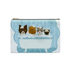 Dogs In Bath Cosmetic Bag (medium) by cutepetshop