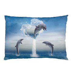 The Heart Of The Dolphins Pillow Case (two Sides) by gatterwe